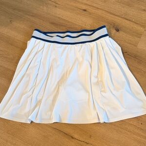 White Pleated Skirt with Navy Accents
